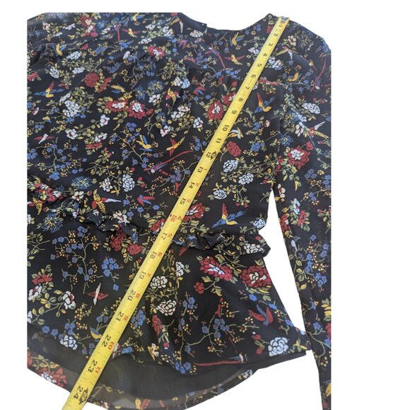 Madewell Floral Peplum Blouse Size Small Long Sleeves - Picture 10 of 15